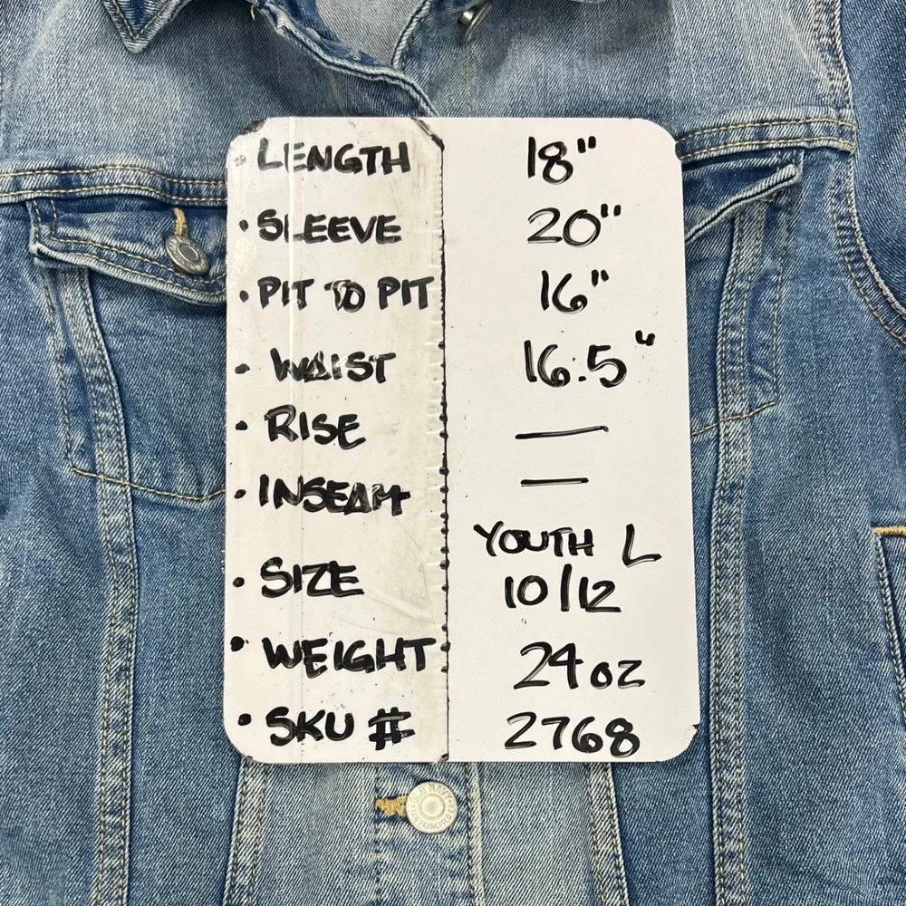 Old Navy Girls Denim Trucker Jacket Blue Medium Wash Youth Large 10-12